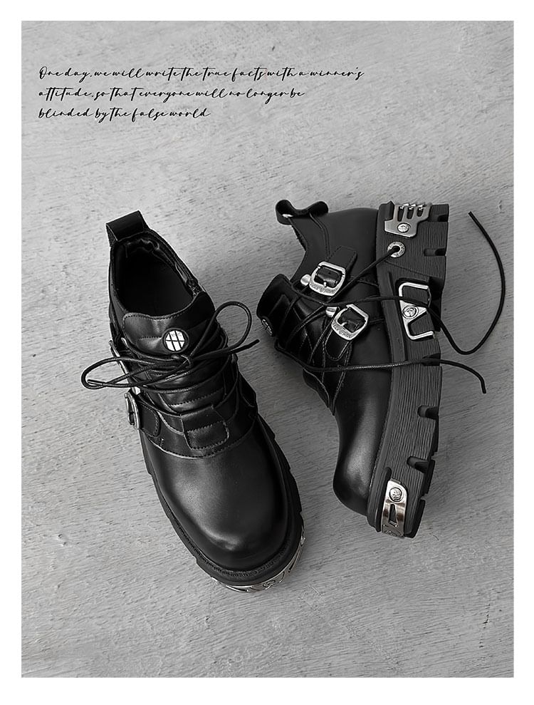 Malnia Home - Punk Platform Buckled Lace Ups
