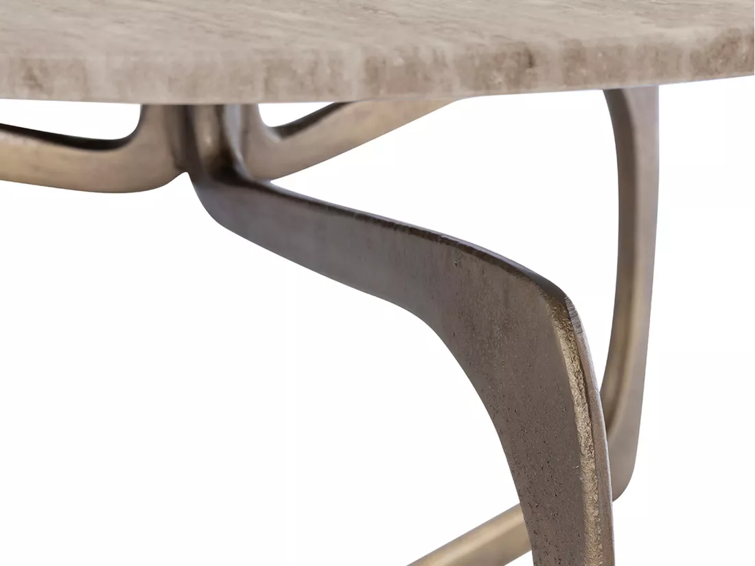 Tables basses gigognes en marbre et métal - Beige et Doré - JIYA