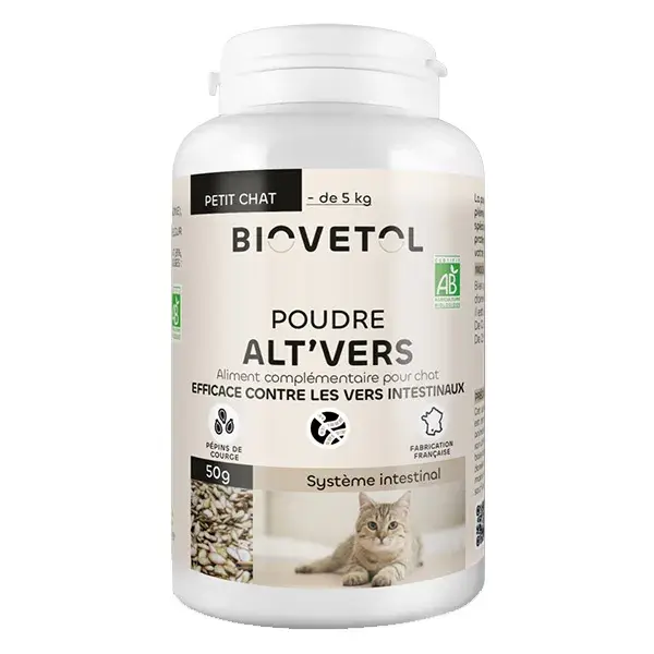 Biovetol - Alimentaire Bien-Être - Poudre Alt'vers Petit Chat Bio <5kg - 50g