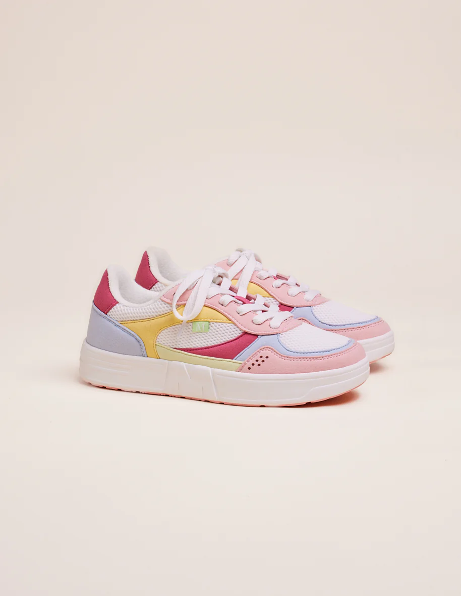 Baskets basses Aimée - Rose clair ciel blanc