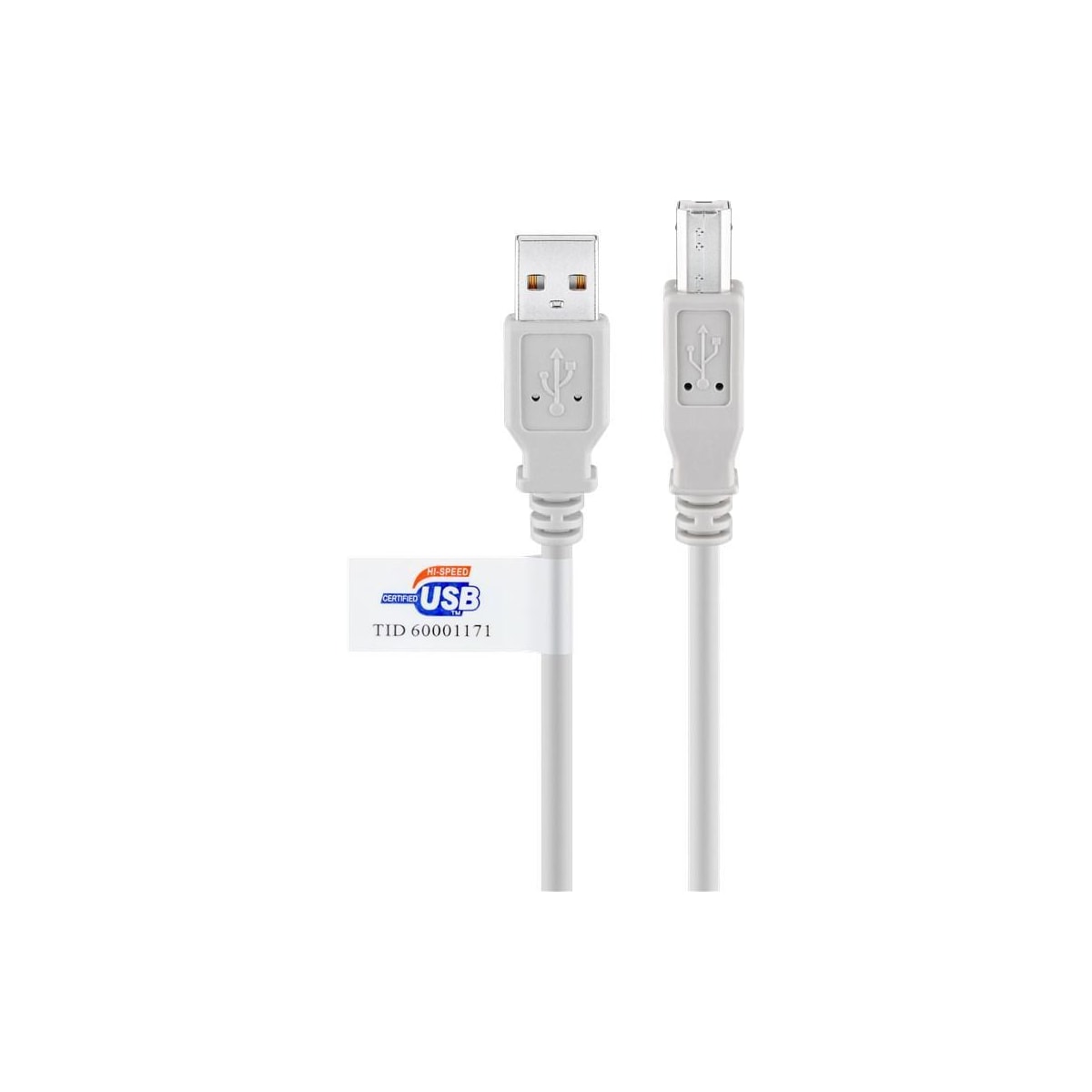 USB 2.0 höghastighetskabel med USB-certifikat, Grå