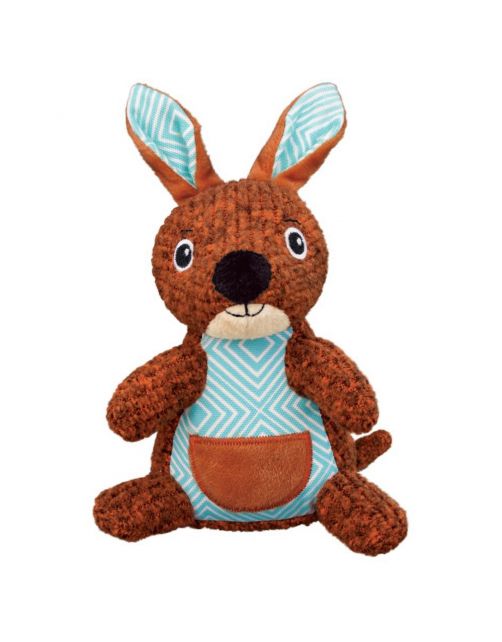 Kong Patches Cordz Kangaroo - Hondenspeelgoed - 20 cm Bruin Blauw Small