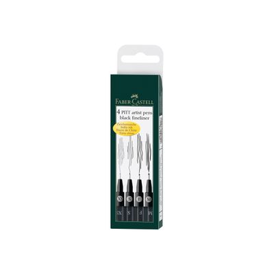 Faber-Castell Pitt Artist - Pack de 4 feutres à l'encre de Chine - noir
