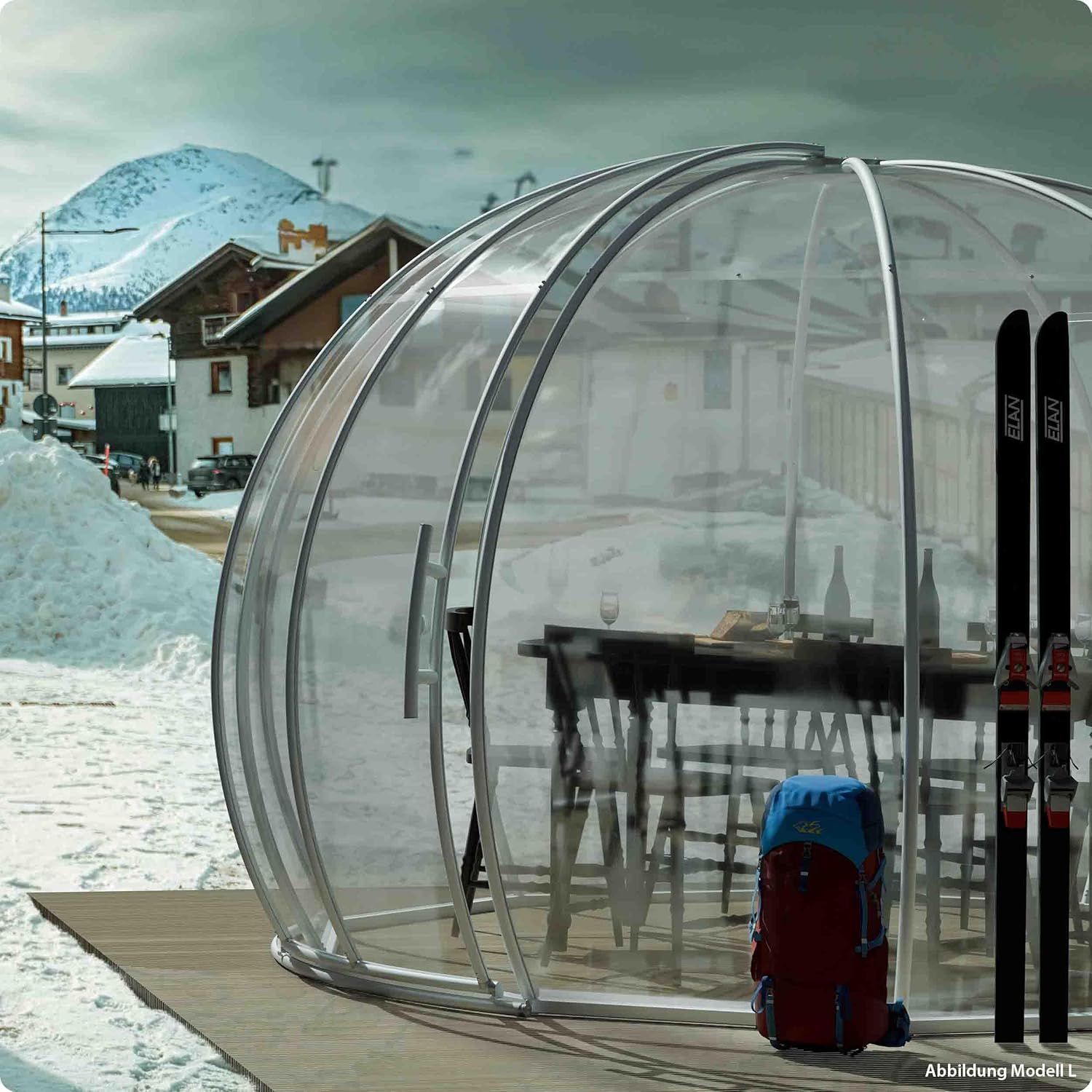 astreea® Igloo Max Model M aus hochwertigen Aluminium 6063 und UV Polycarbonat, sorgt für effizienten Schutz vor Sonne, Regen, Wind & Schnee - Outdoor Wintergarten, Pavillon für Privat und Events