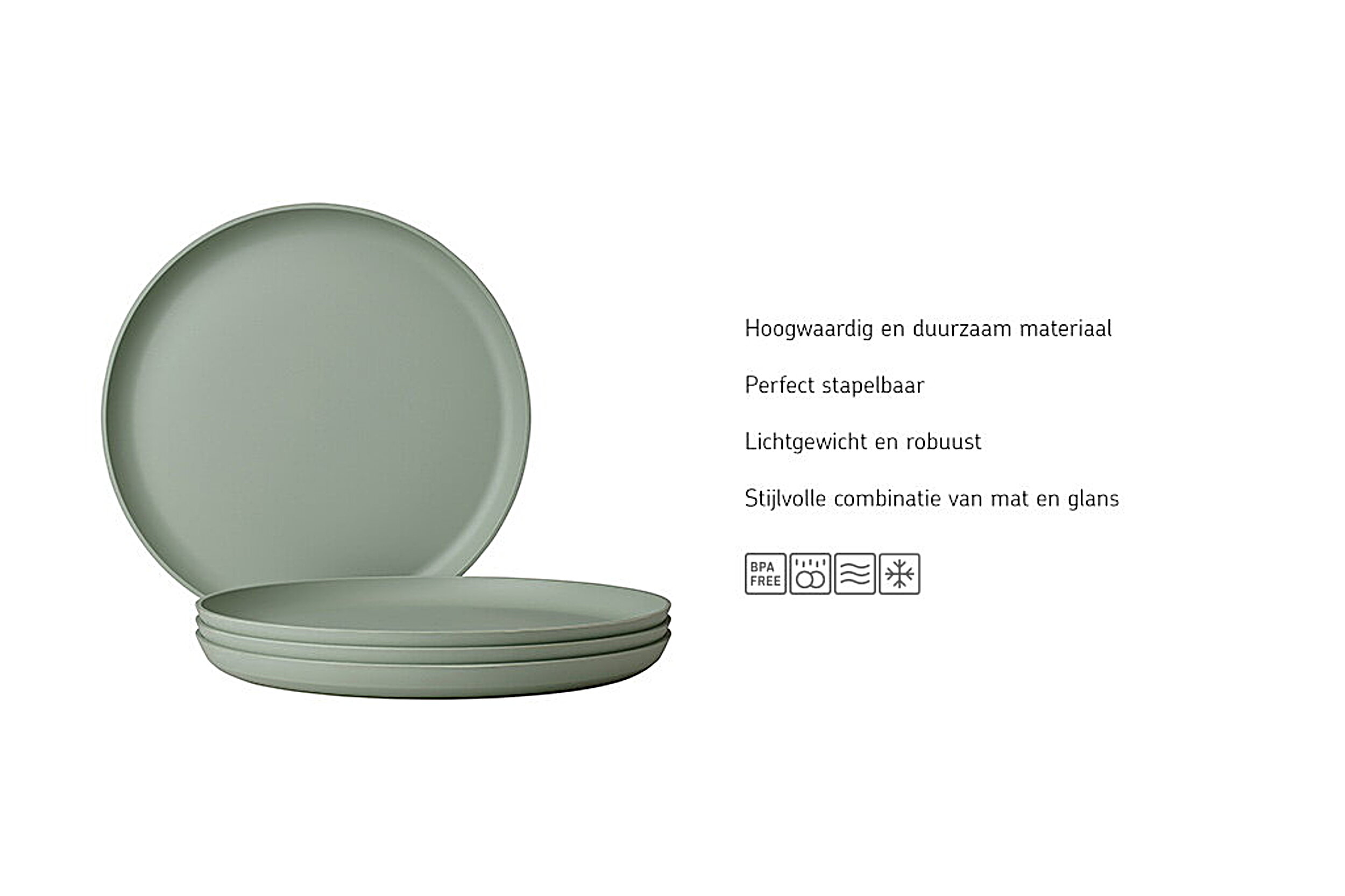 Mepal Silueta 260 mm set van 4 platte borden - White