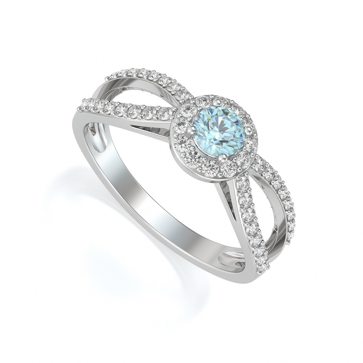 Bague ADEN ADEN Aigue-Marine et diamants sur Argent 925 2.282grs