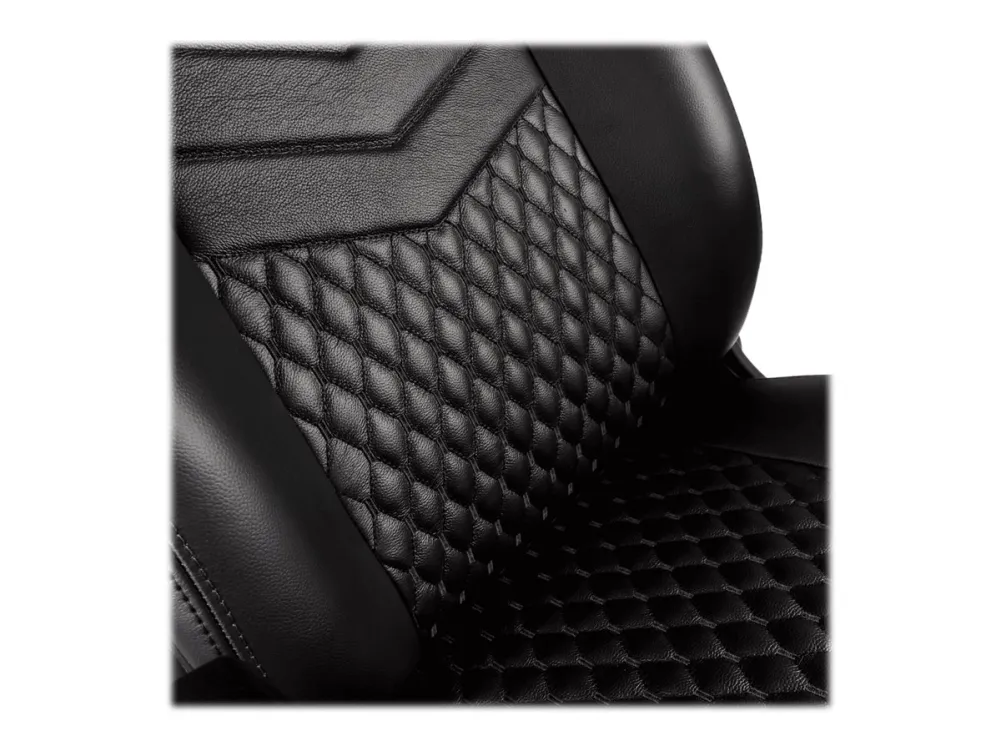 Noblechairs ICON - Stol - armstøtter - T-formet - vippe - drejeled - aluminium, polyurethan, stål, top-narv læder, nylon/polyetylen - sort