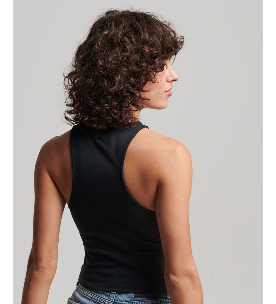 Top preto sem mangas de malha Superdry Racer Studios