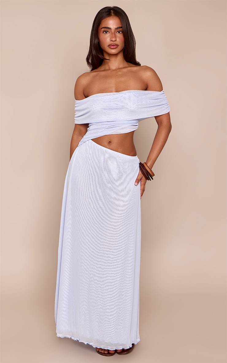 Bleu Layette Robe Maxi En Mesh À Volants Et Découpes Petite