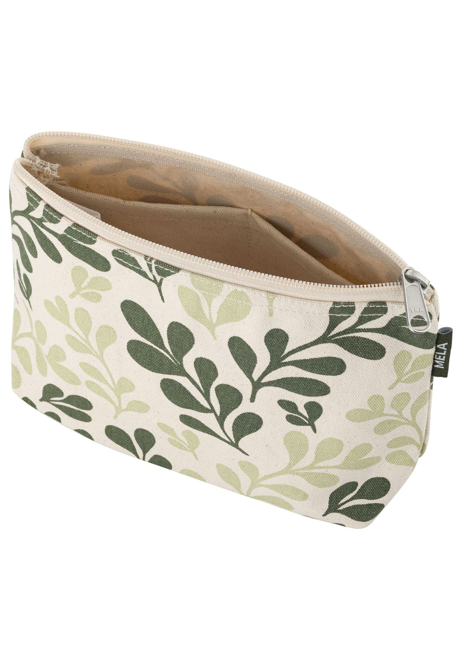 Mela Grosse Kosmetiktasche Big Pouch Greige/Green Leaf Print