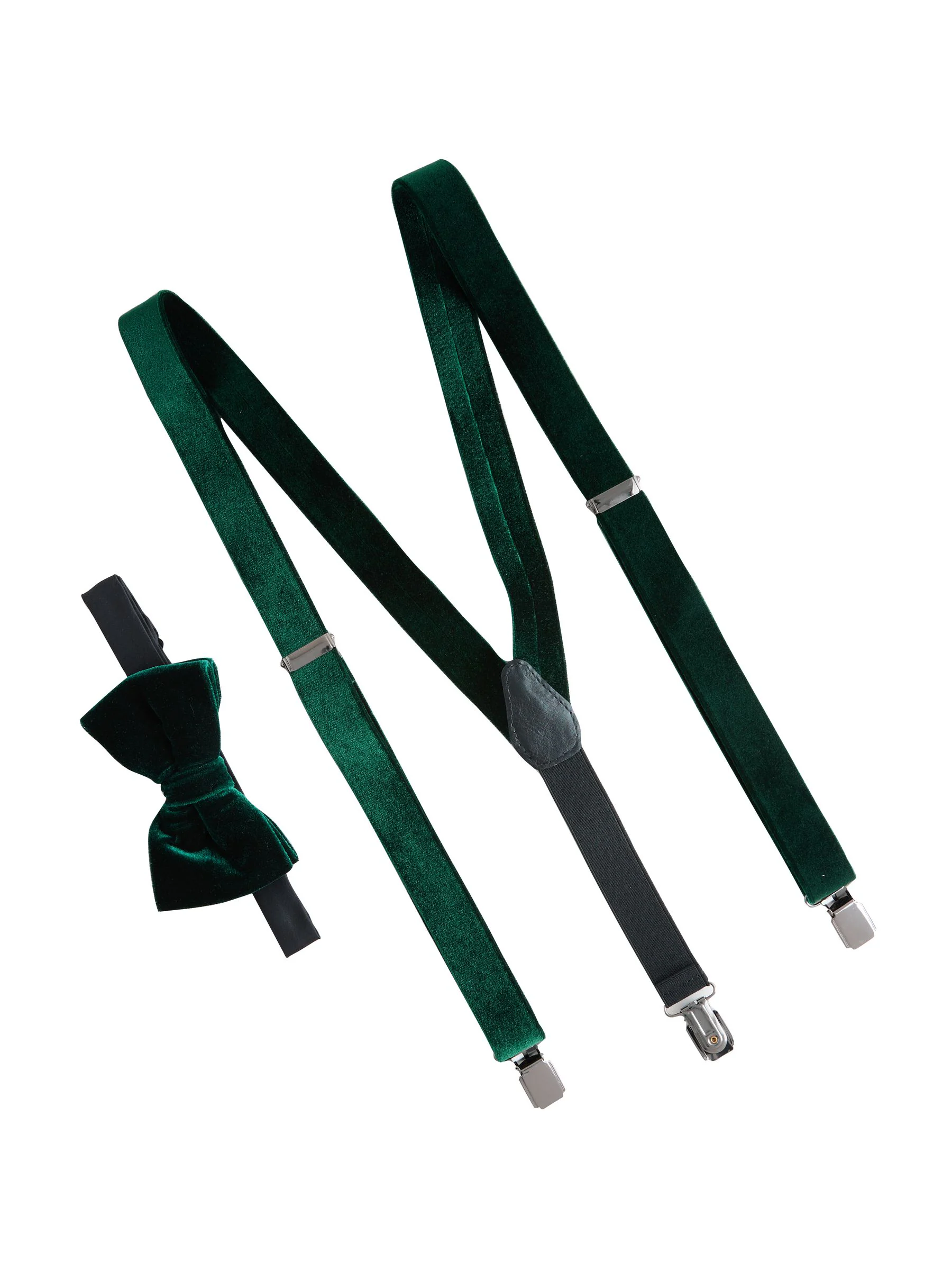 Groen - Velvet Braces and Bow Tie Set