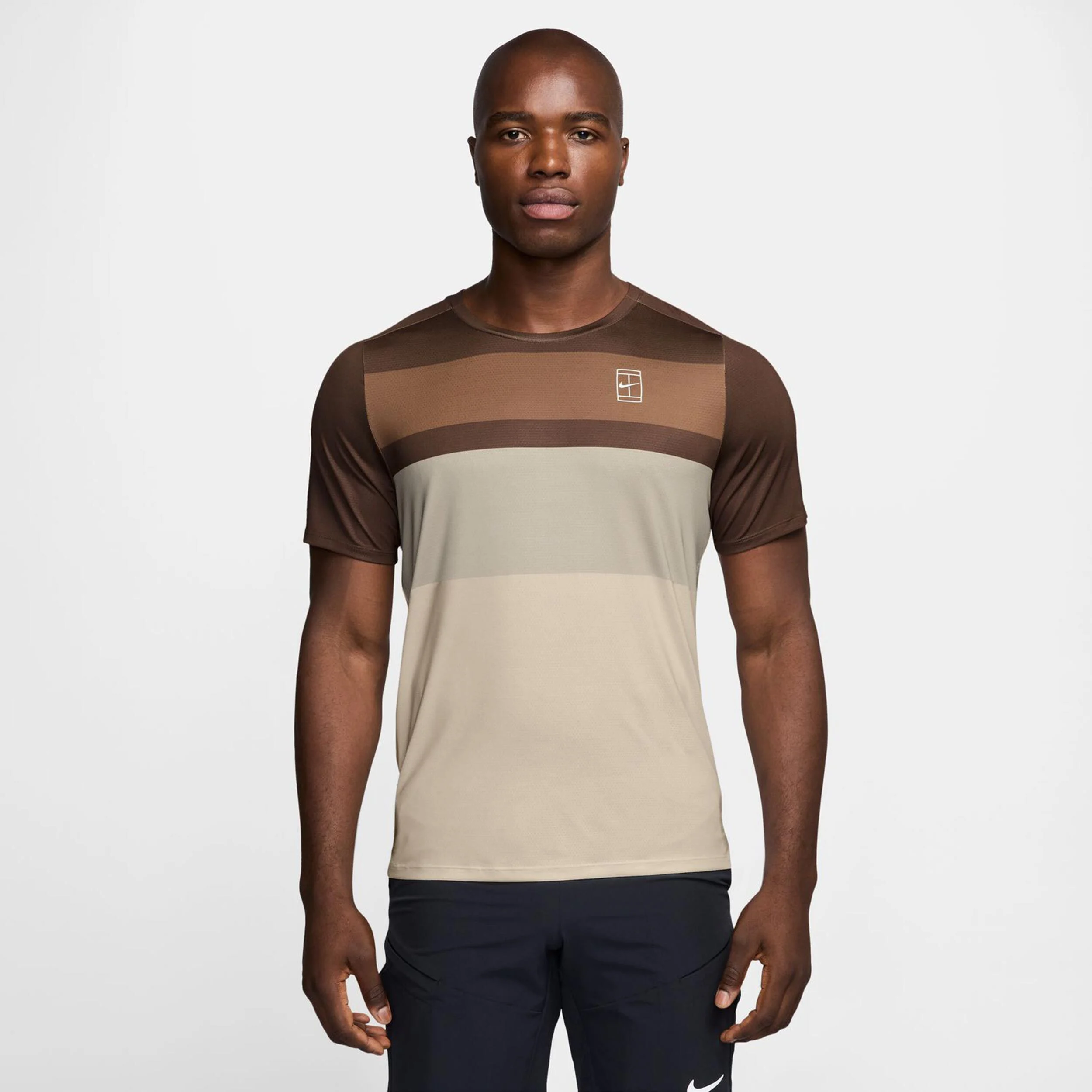 Nike Court Dri-FIT Advantage Print T-shirt Hommes - Marron