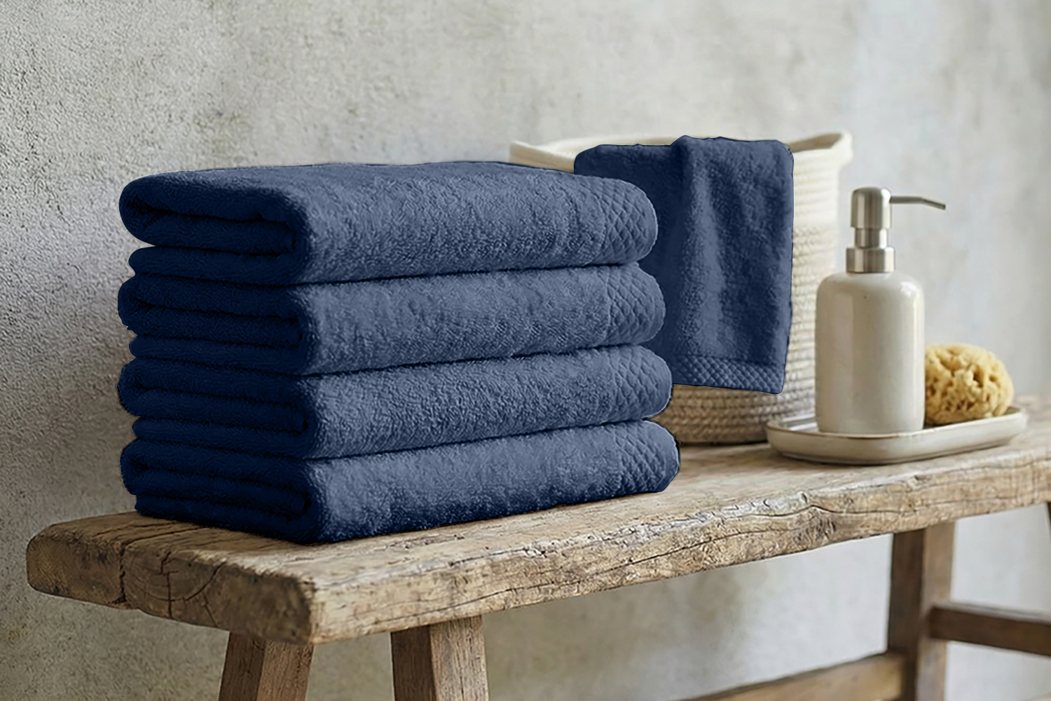 Eleganzzz Badstof Badlaken  Katoen 70x140cm - ocean blue - Set van 12