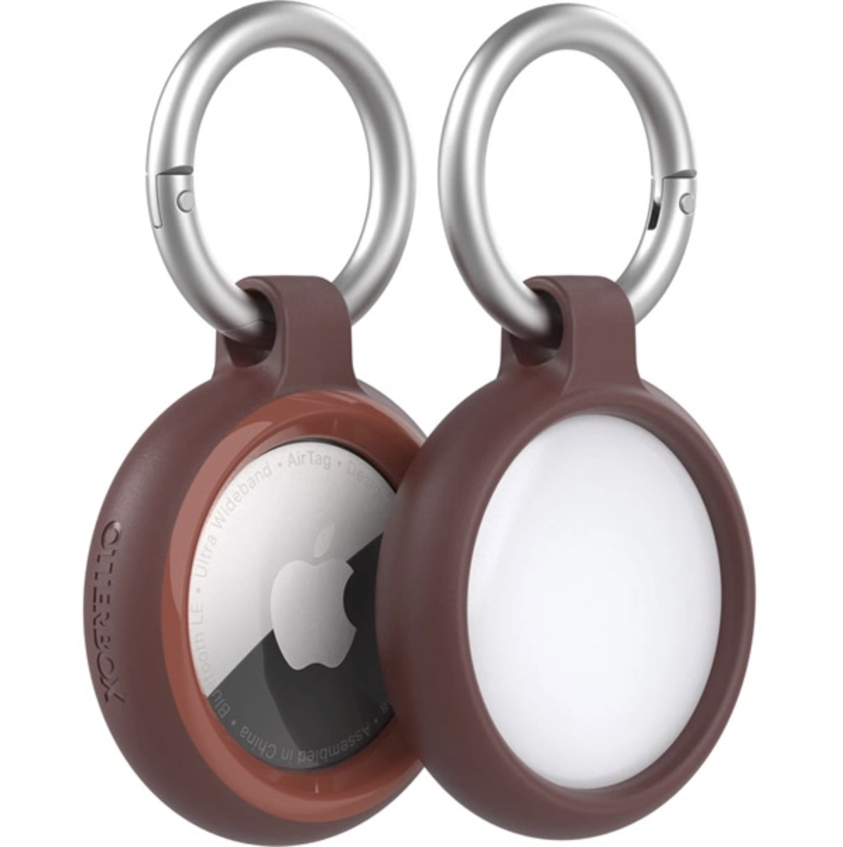 Apple AirTag Anhänger Rugged Case Hülle Schlüsselanhänger   Schlüsselring (77-96896) - Rot / Silber