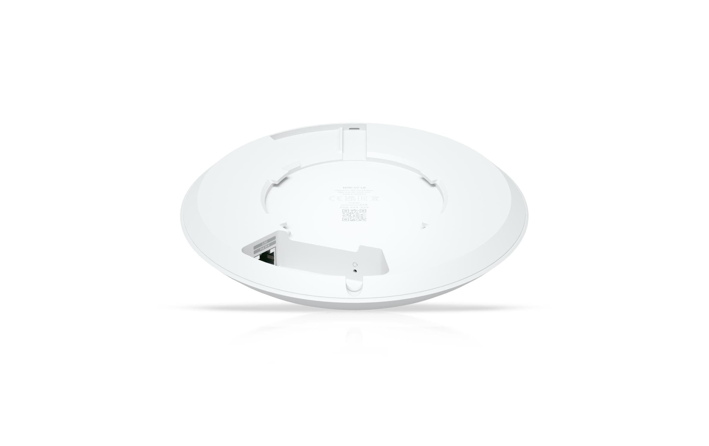 Access Point UniFi U7-LR<br>Kompakter, deckenmontierter WiFi 7 AP mit 5 räumlichen Streams und erweiterter Signalreichweite (ohne PoE+Injector)