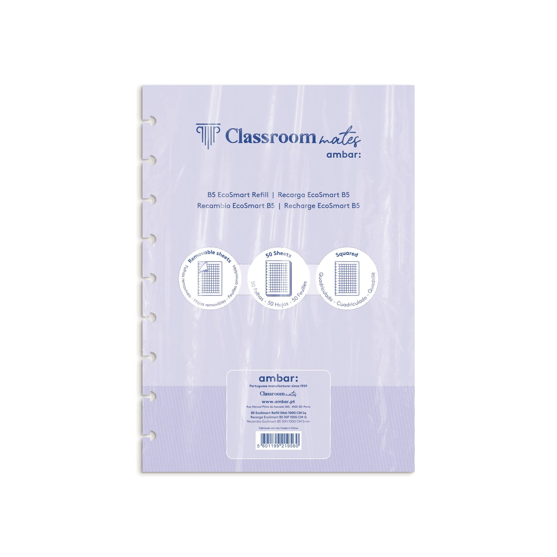 RECARGA CADERNO ECOSMART AMBAR QUADRICULADA B5 50 FOLHAS