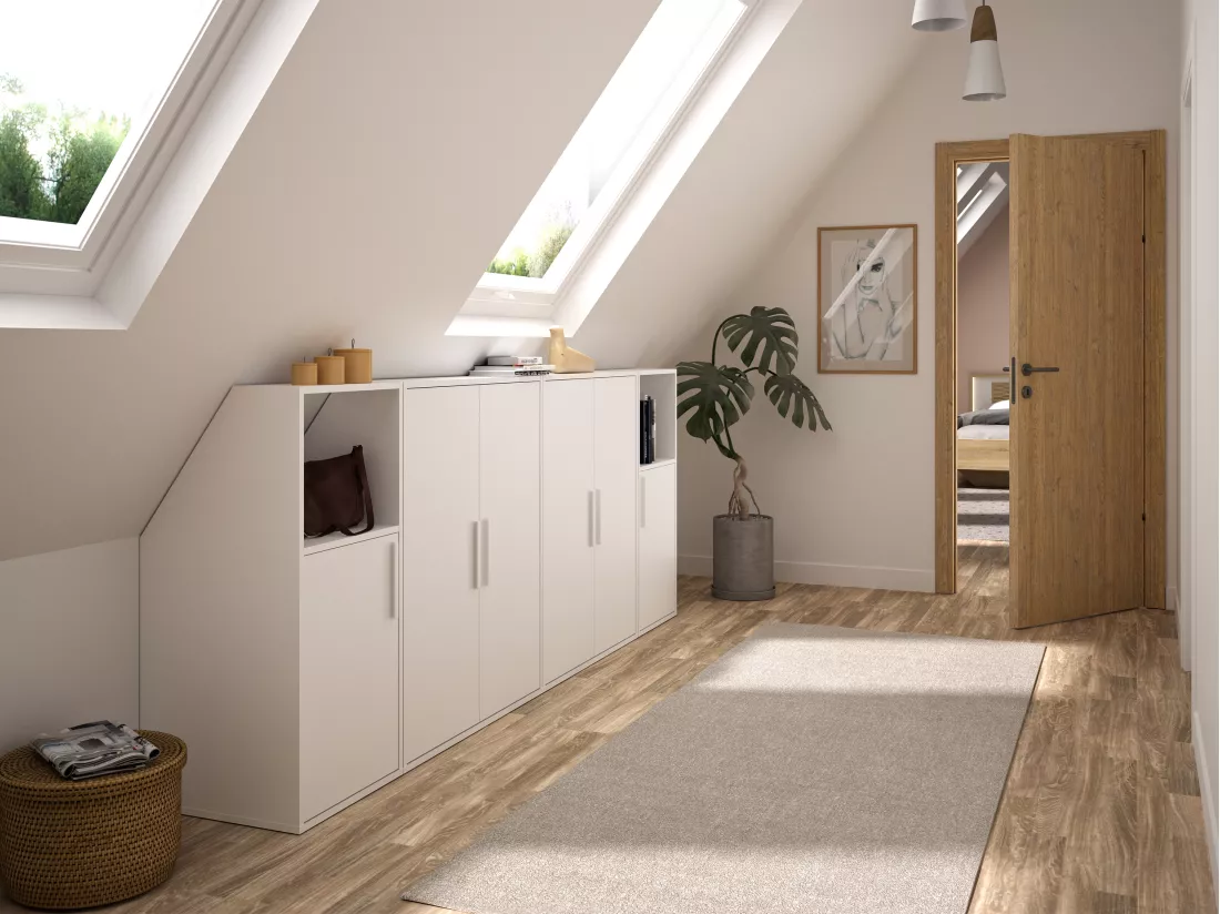 Armoire sous pente 2 portes - Blanc - ADEZIO