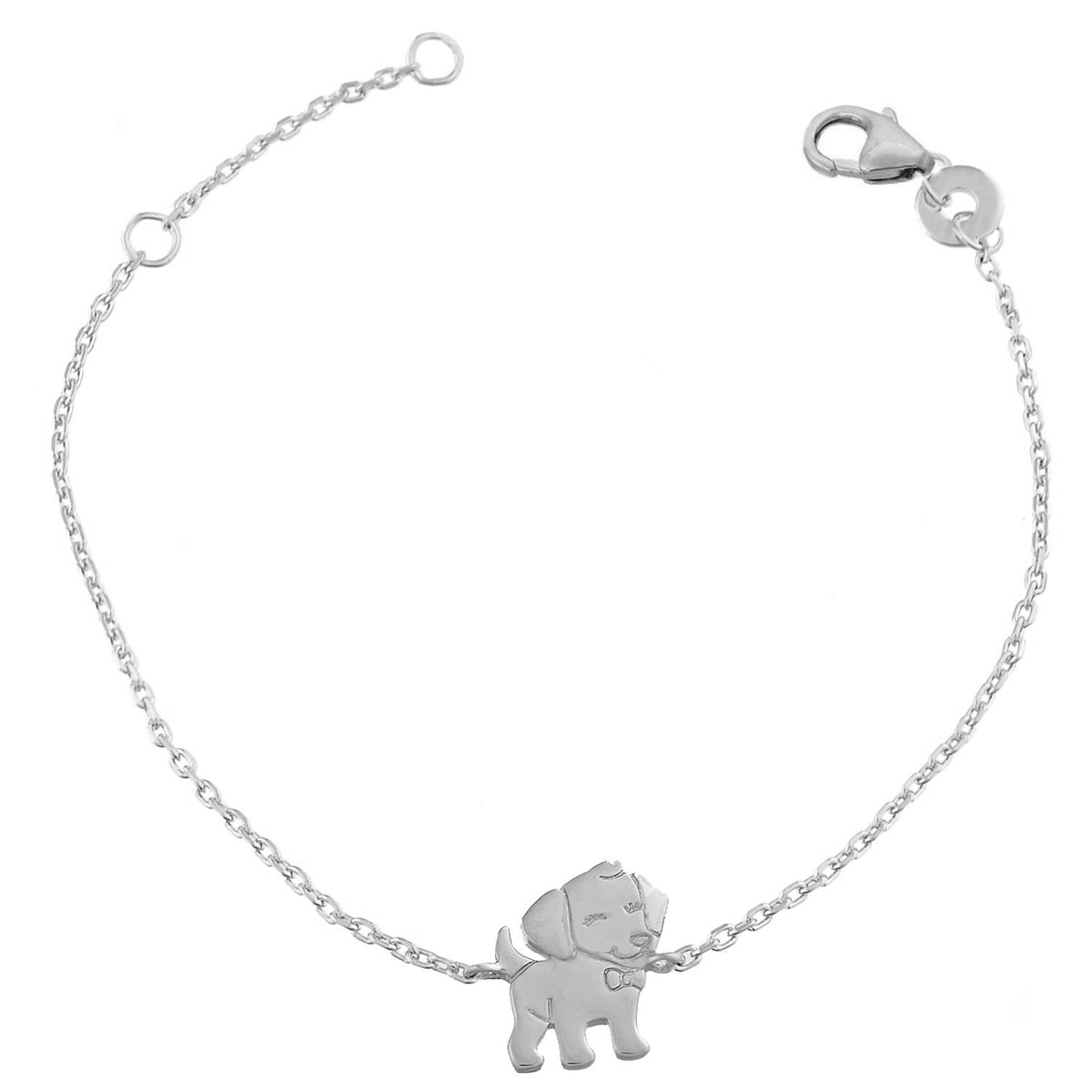 Bracelet petit chien souriant Argent 925 Rhodié