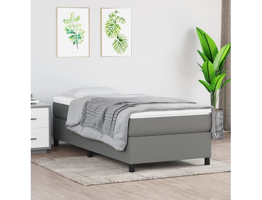 VIDAXL - Sommier  90 x 190 Sommier à ressorts de lit gris foncé 90x190 cm tissu