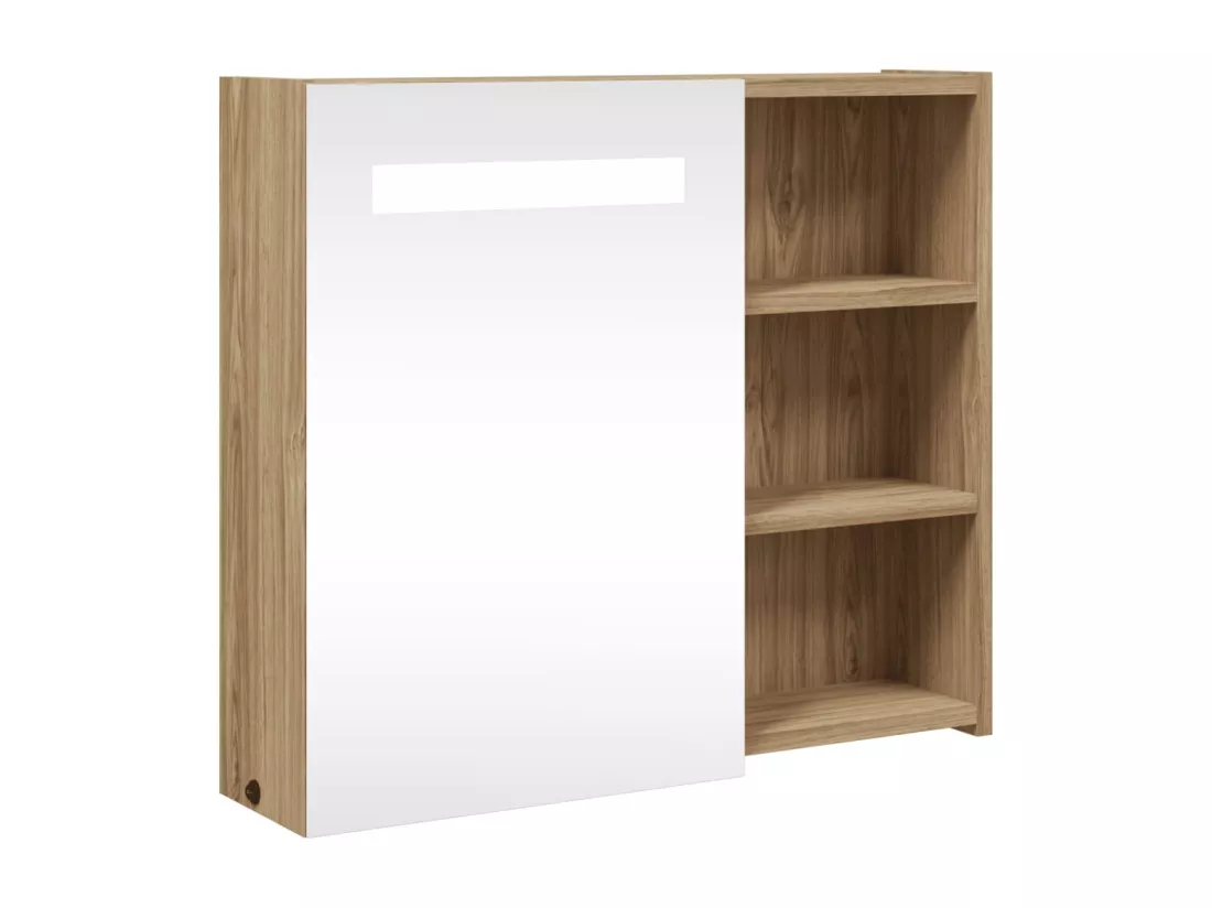 Armoire de salle de bain à miroir avec LED chêne 60x13x52 cm
