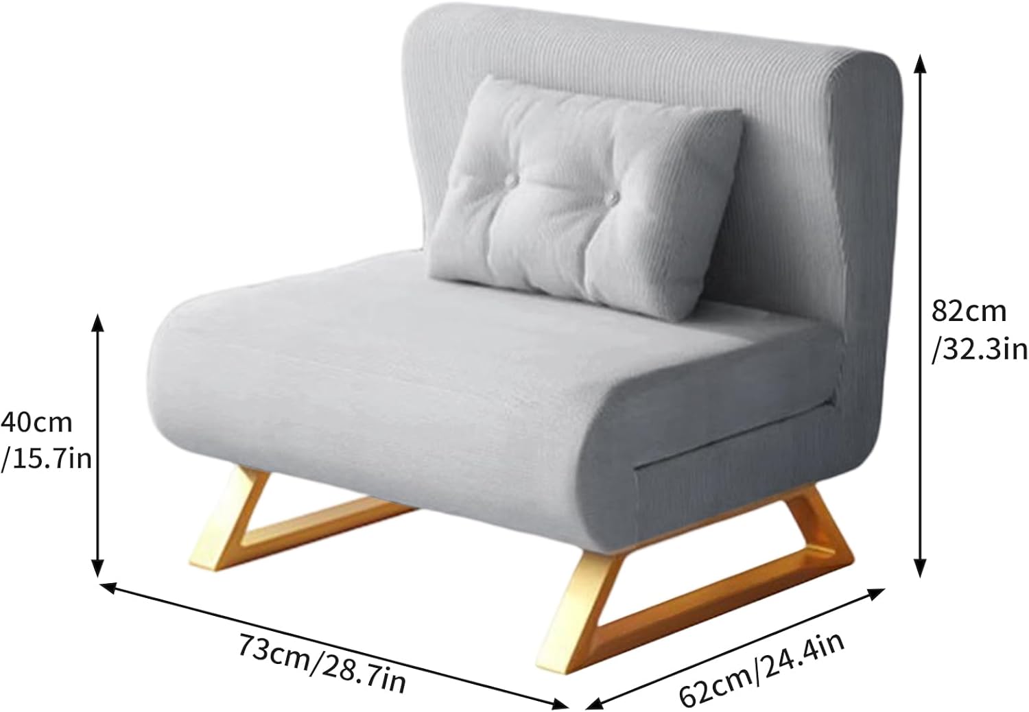 TWSOUL 3 in 1 Schlafsofa, Klappbett mit Bettfunktion, Bettsofa mit Verstellbarer Rückenlehne und Kissen, Schlafsofa Klein mit Lendenkissen, Latex Schlafcouch, für Wohnzimmer, Schlafzimmer (Grau)
