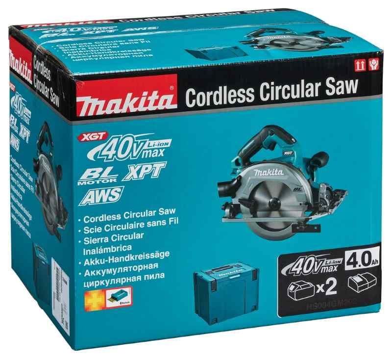 Makita HS003GM202 40 V Max Cirkelzaag 190 mm 4,0 ah accu (2 st), snellader, aws zender, in mbox