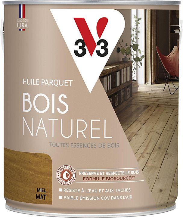 Huile parquet bois naturel V33 miel mat 2L