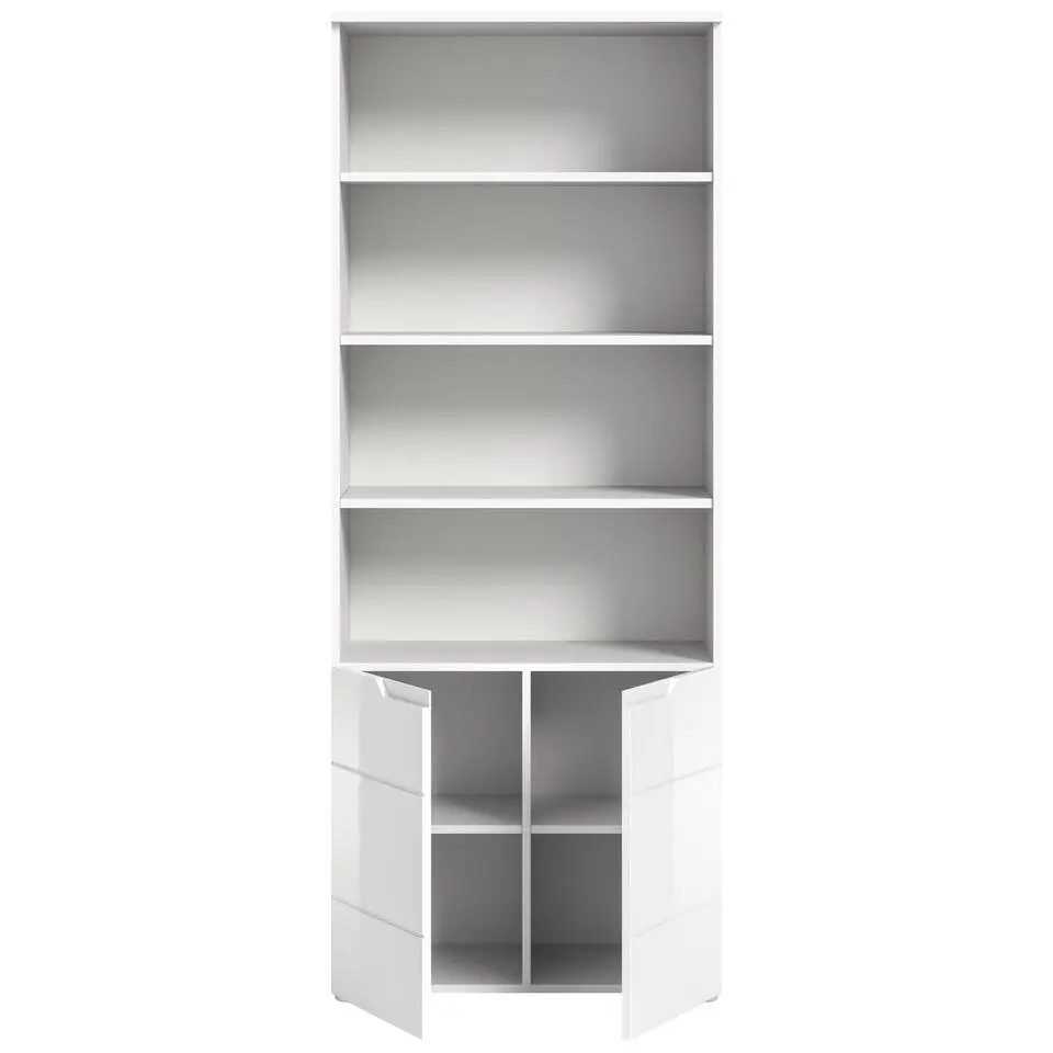 Hioshop Solero wandkast 2 deuren 2 deuren- 3 planken wit hoogglans- wit