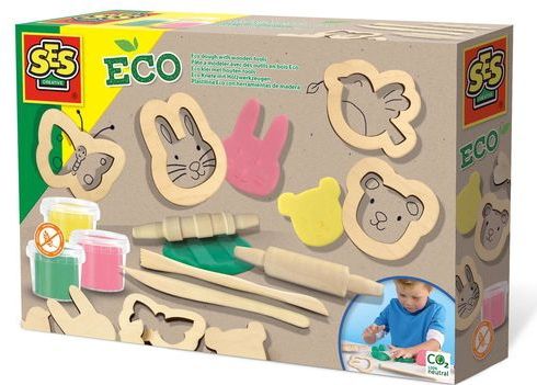 SES - Eco - Klei Set - 3 Kleuren - Houten Tools