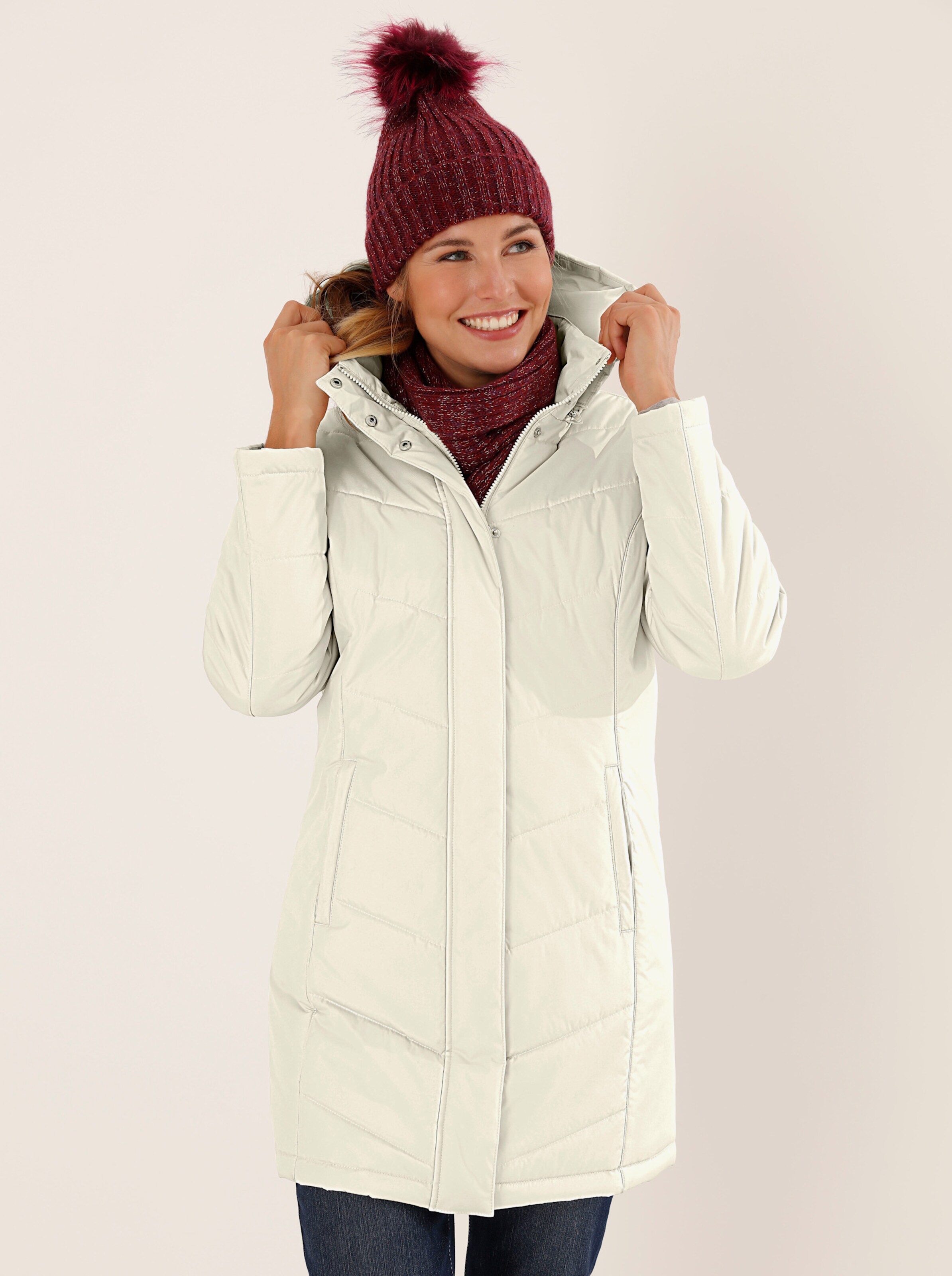 Longjacke mit abnehmbarer Kapuze