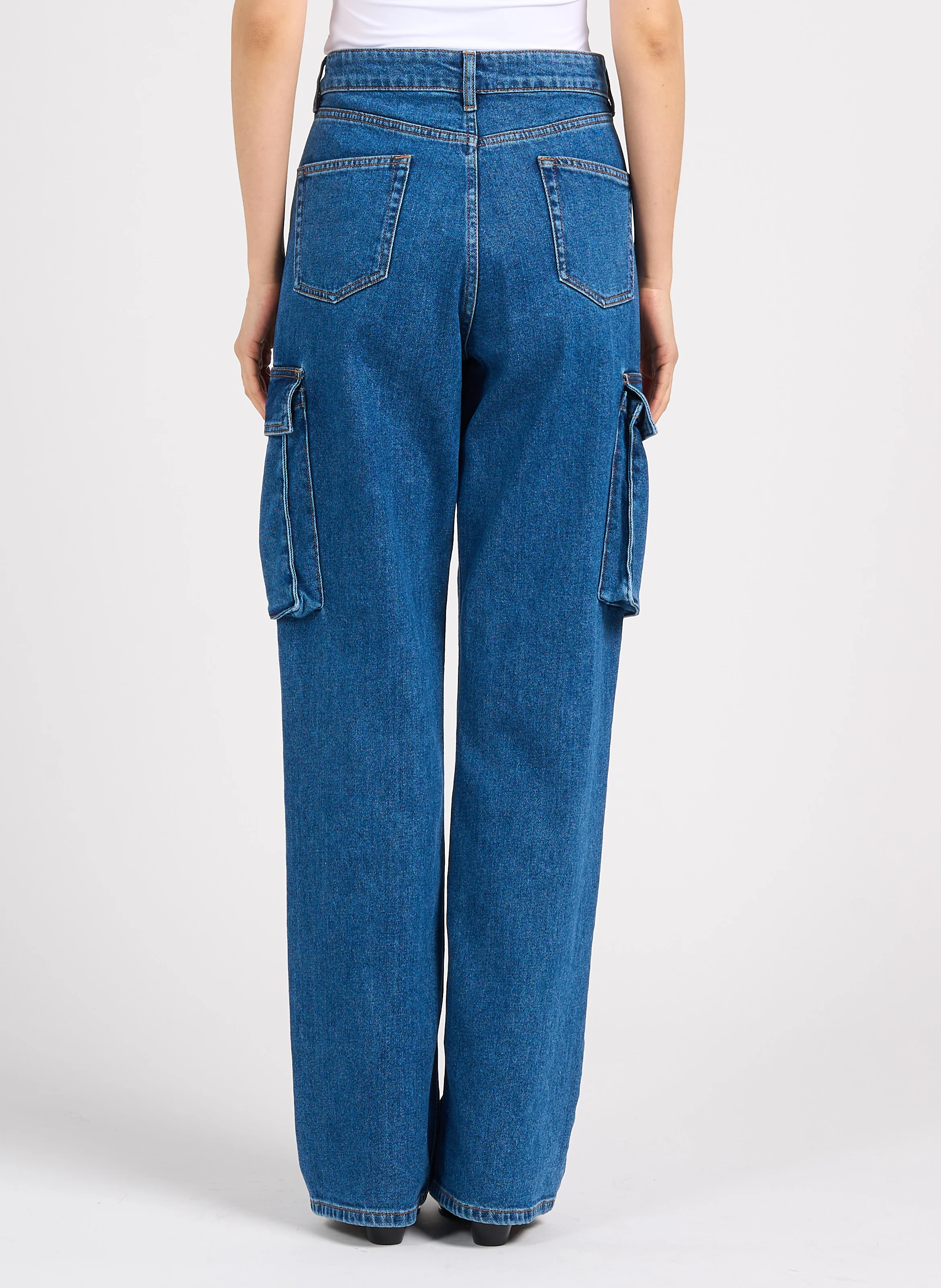 BATTLE - Jean cargo en coton stretch | Bleu