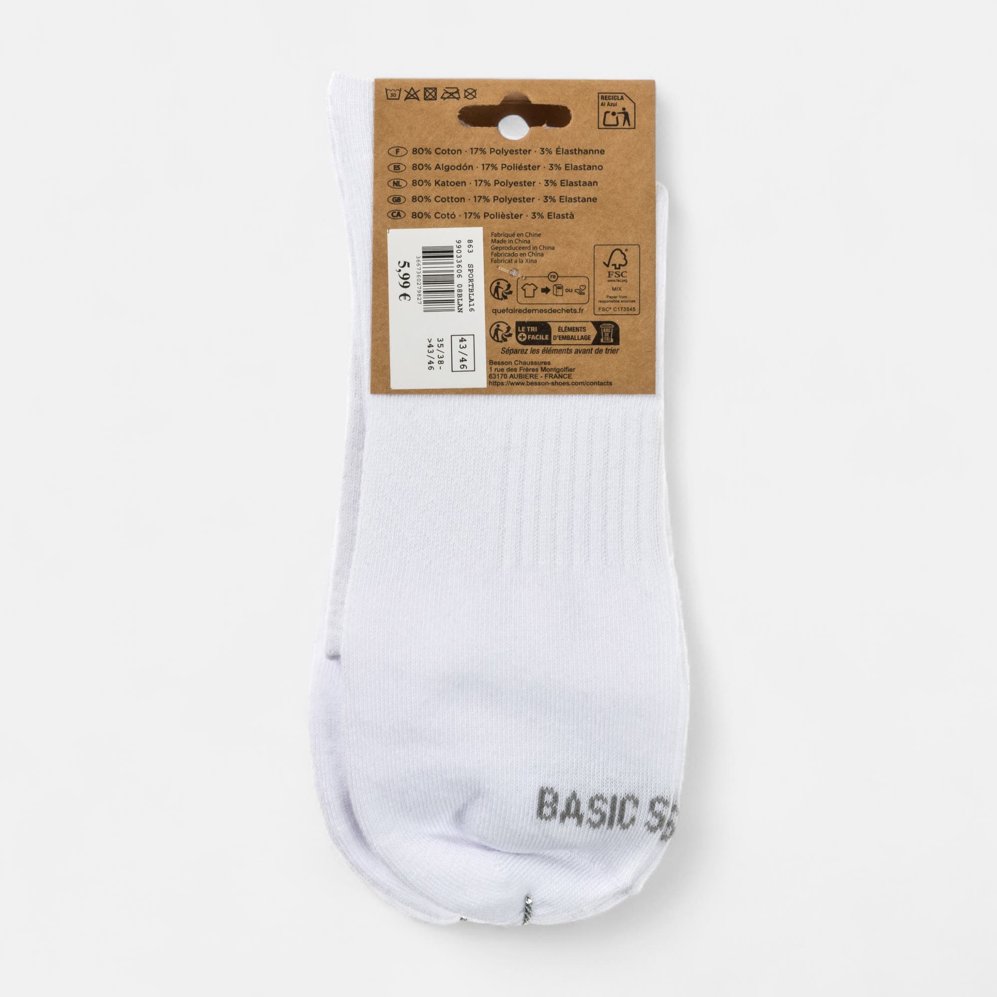 Chaussettes Homme blanc