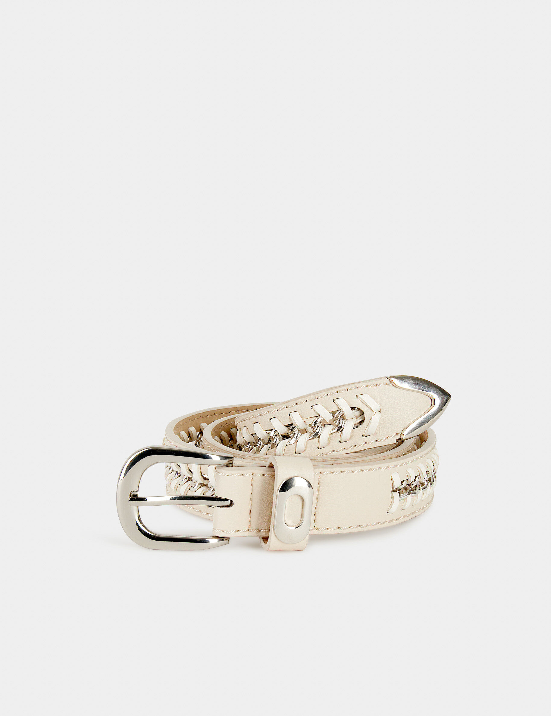 Ceinture avec chaîne beige femme - beige