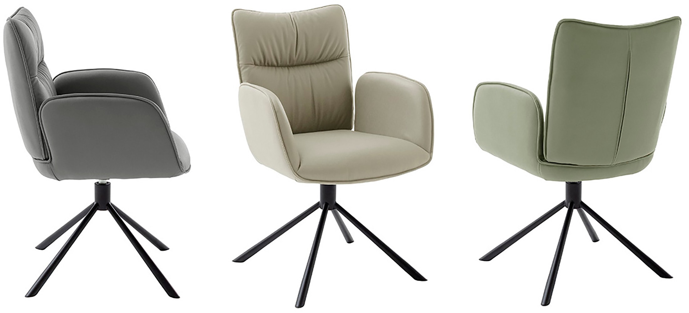MCA furniture 4-Fussstuhl »MARIN Esszimmerstuhl (2er Set) - Stuhl« (Set) 2 Stk.360° drehbar, Metall schwarz, beweglichen Rücken, belastbar 120 kg
