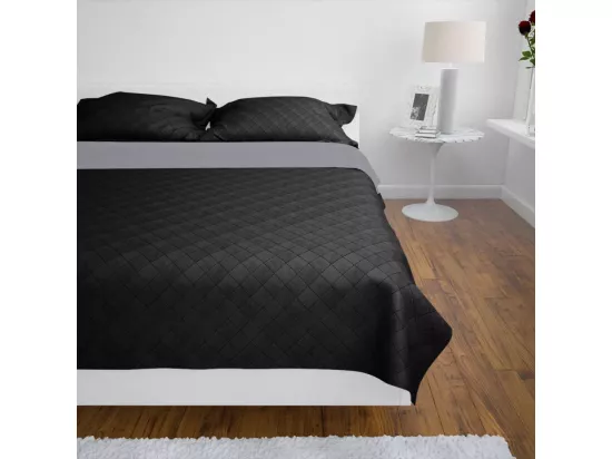 Couvre-lit à double face matelassé Noir-Gris 230x260