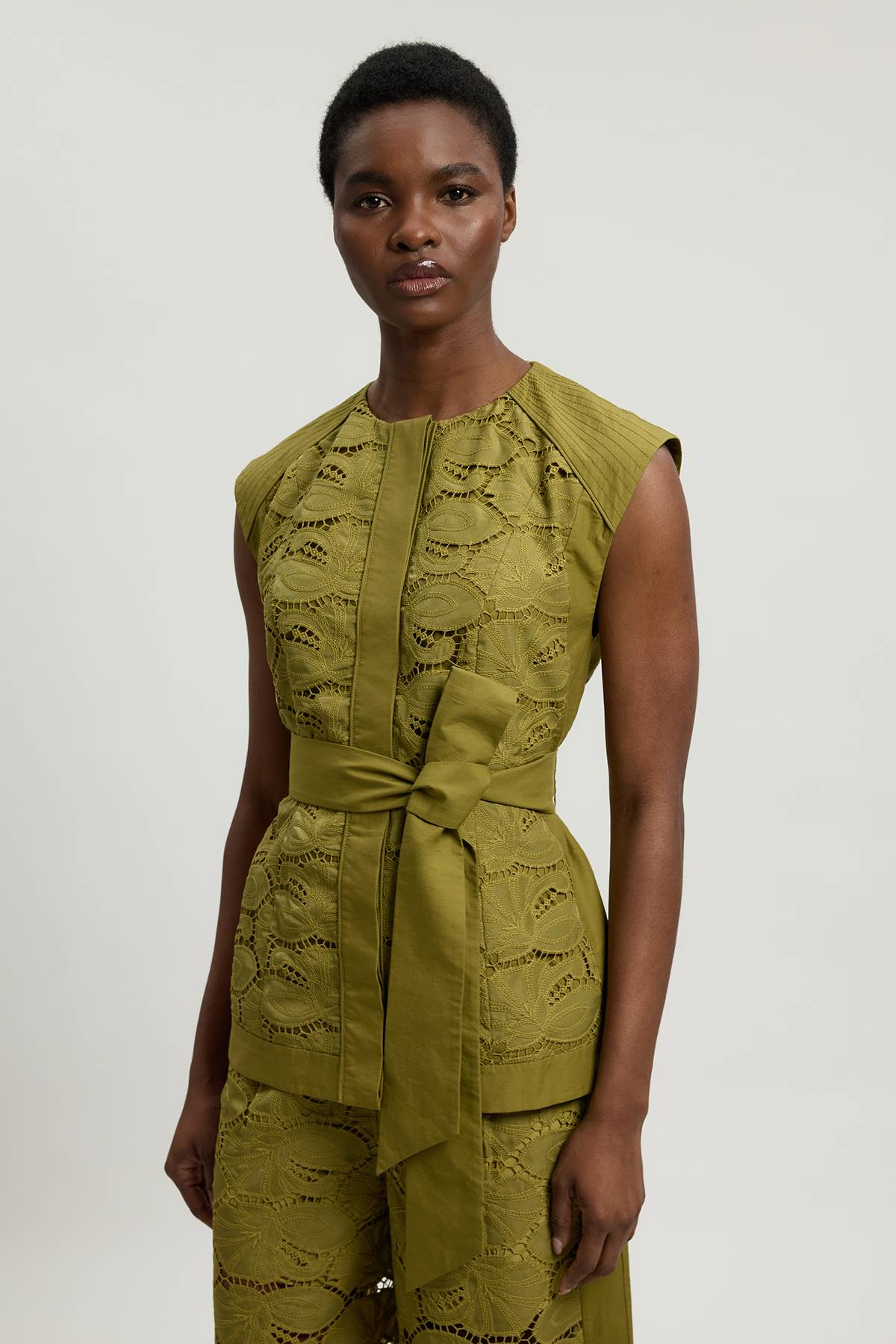 KarenMillen Haut Tissé En Coton Avec Détails Ajourés Et Nœud