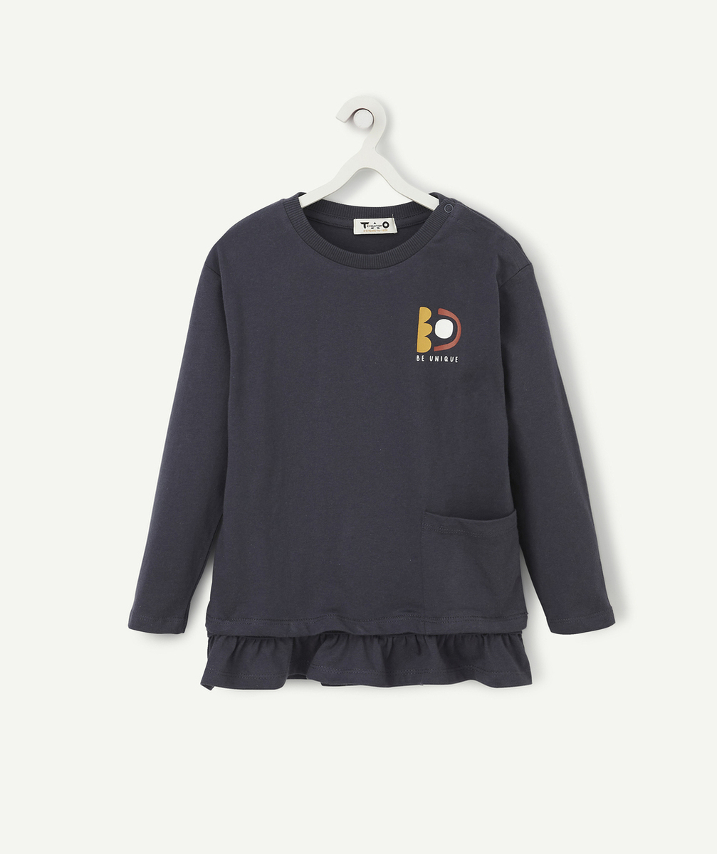 LE T-SHIRT ÉVOLUTIF MANCHES LONGUES BLEU MARINE EN COTON PIMA