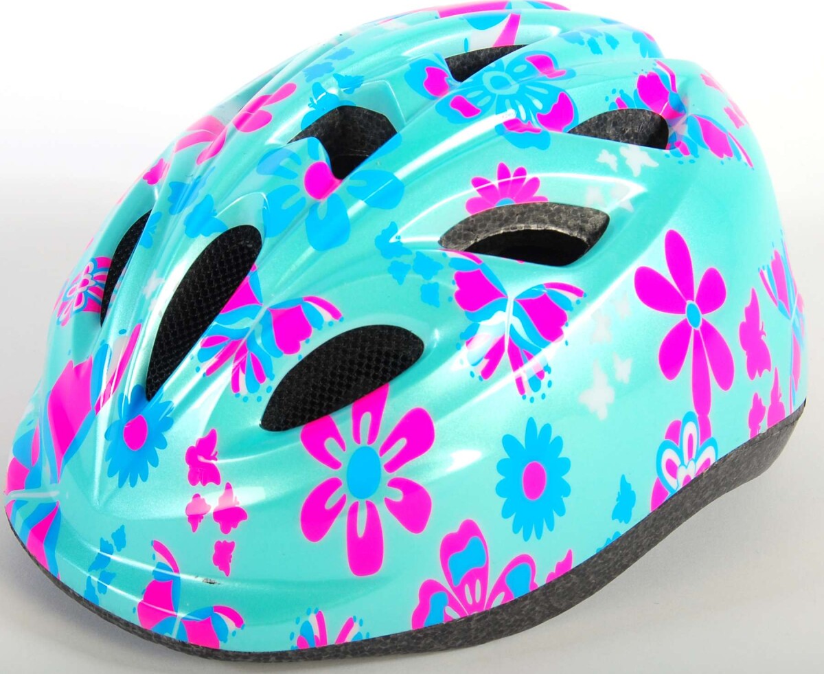 Blomstret Cykelhjelm - Blå Og Lyserød - Xs-S - 47-51 CM - Volare