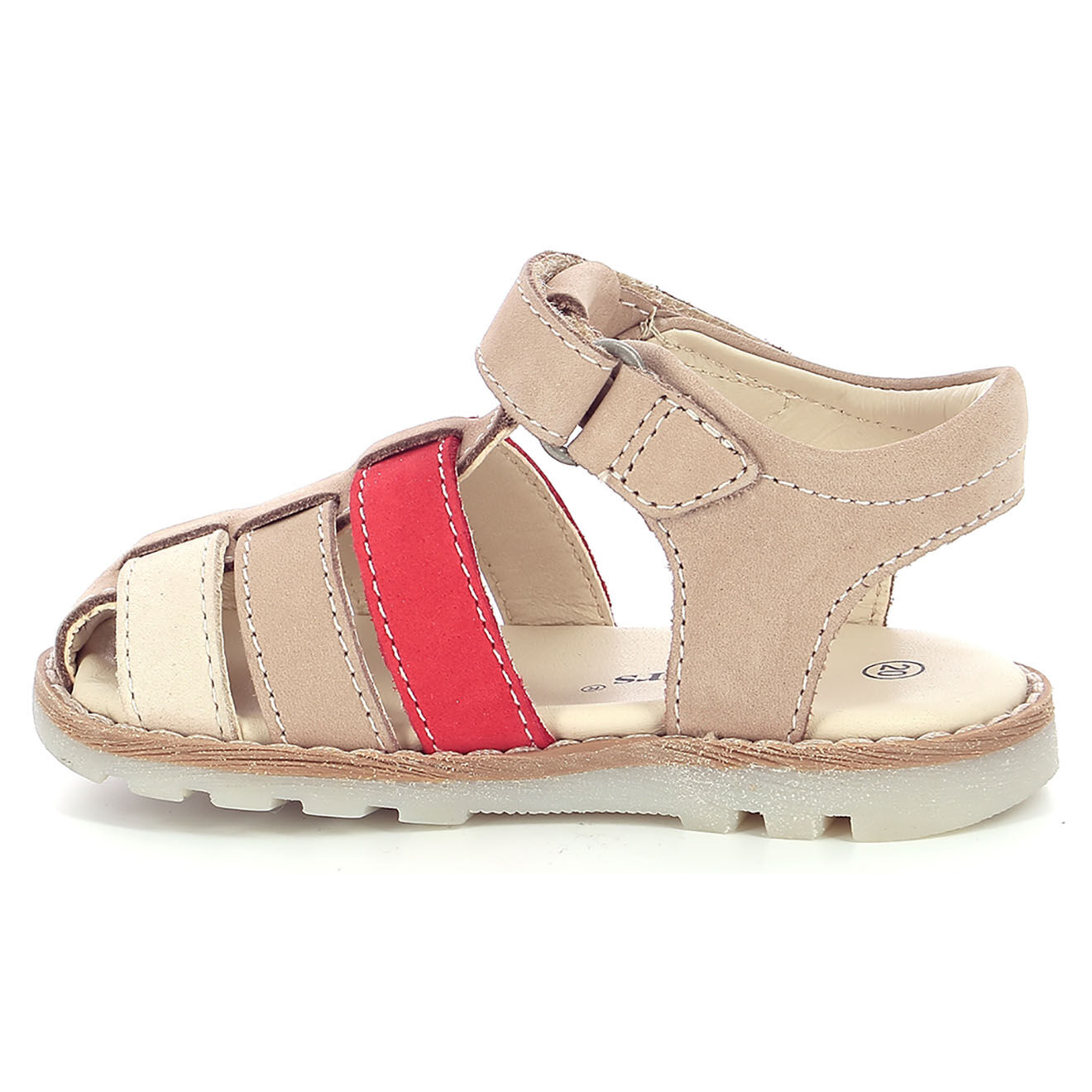 Kickers Sandales en Cuir Nonosti beige/rouge