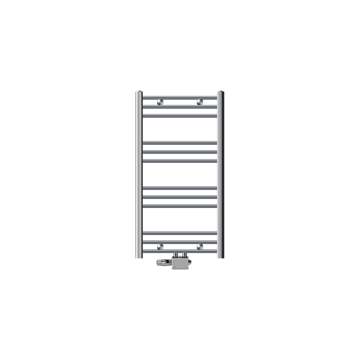 LuxeBath Sahara badkamerradiator, 500x800 mm, chroom, gebogen met middenaansluiting, inclusief aansluitset met thermostaat, universeel hoek- en doorloopmodel, badkamerradiator, handdoekwarmer, handdoekdroger