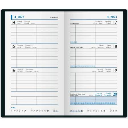 BRUNNEN Wochenkalender Taschenkalender braun 2023 Blattgröße 8,7 x 15,3 cm
