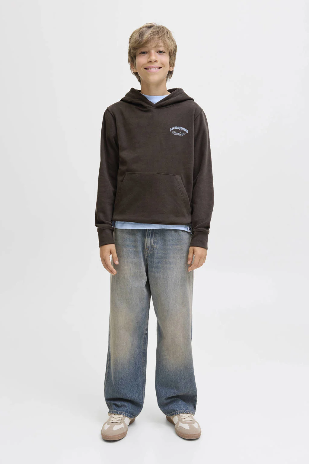 JACK & JONES JUNIOR hoodie donkerbruin