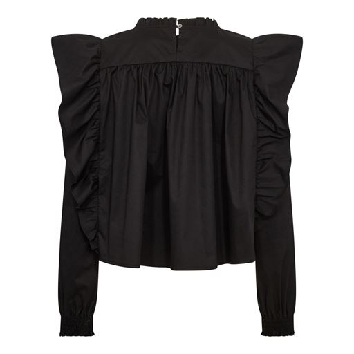 Co'Couture Cotton Crisp Frill Bluse, Black, L