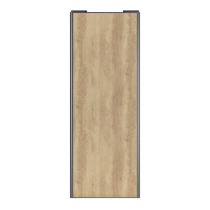 Porte de placard coulissante effet chêne brut profil gris GoodHome Arius H. 248,5 x L. 92.2 cm + amortisseurs