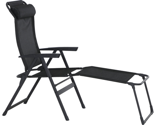 Siena Garden camping voetenbank, 48 x 86,5 x 42 cm, aluminium, textiel, kunststof, grijs
