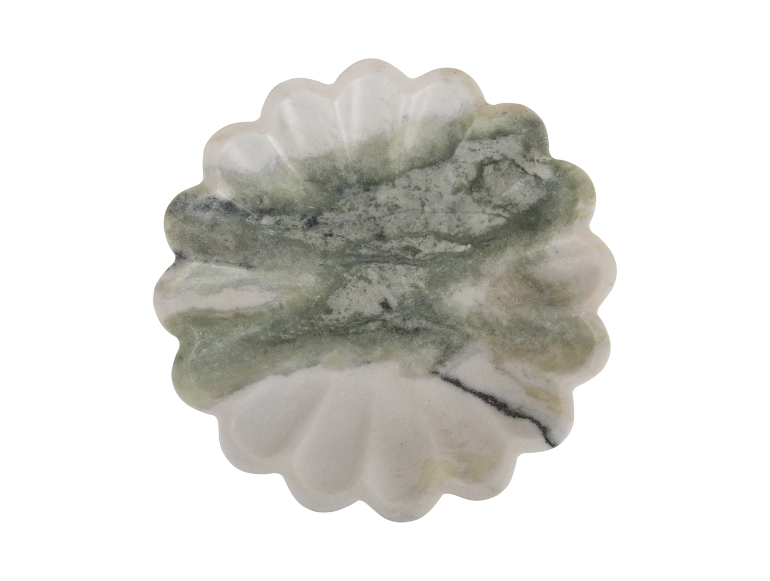 Bowl Flower large marble himalayan green