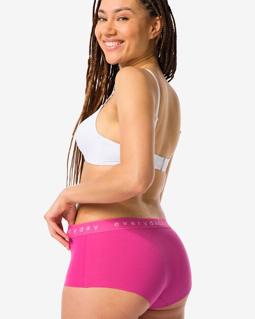 boxer femme taille haute en coton rose vif