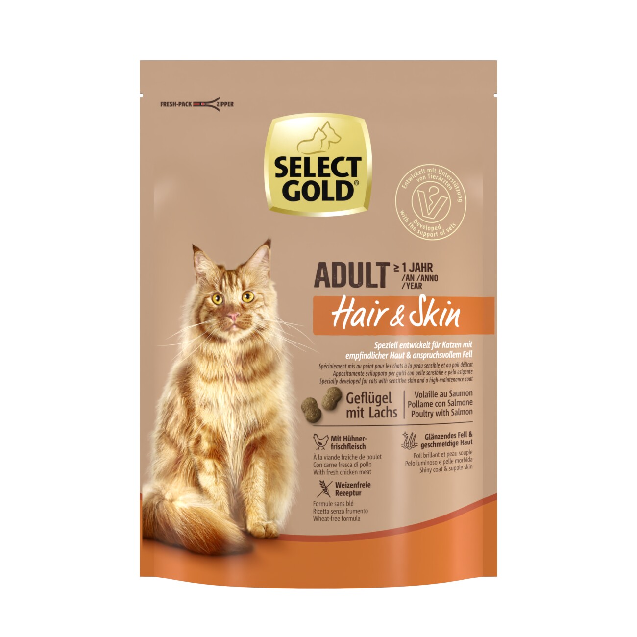 SELECT GOLD Hair+Skin Adult Lachs und Geflügel 300 g