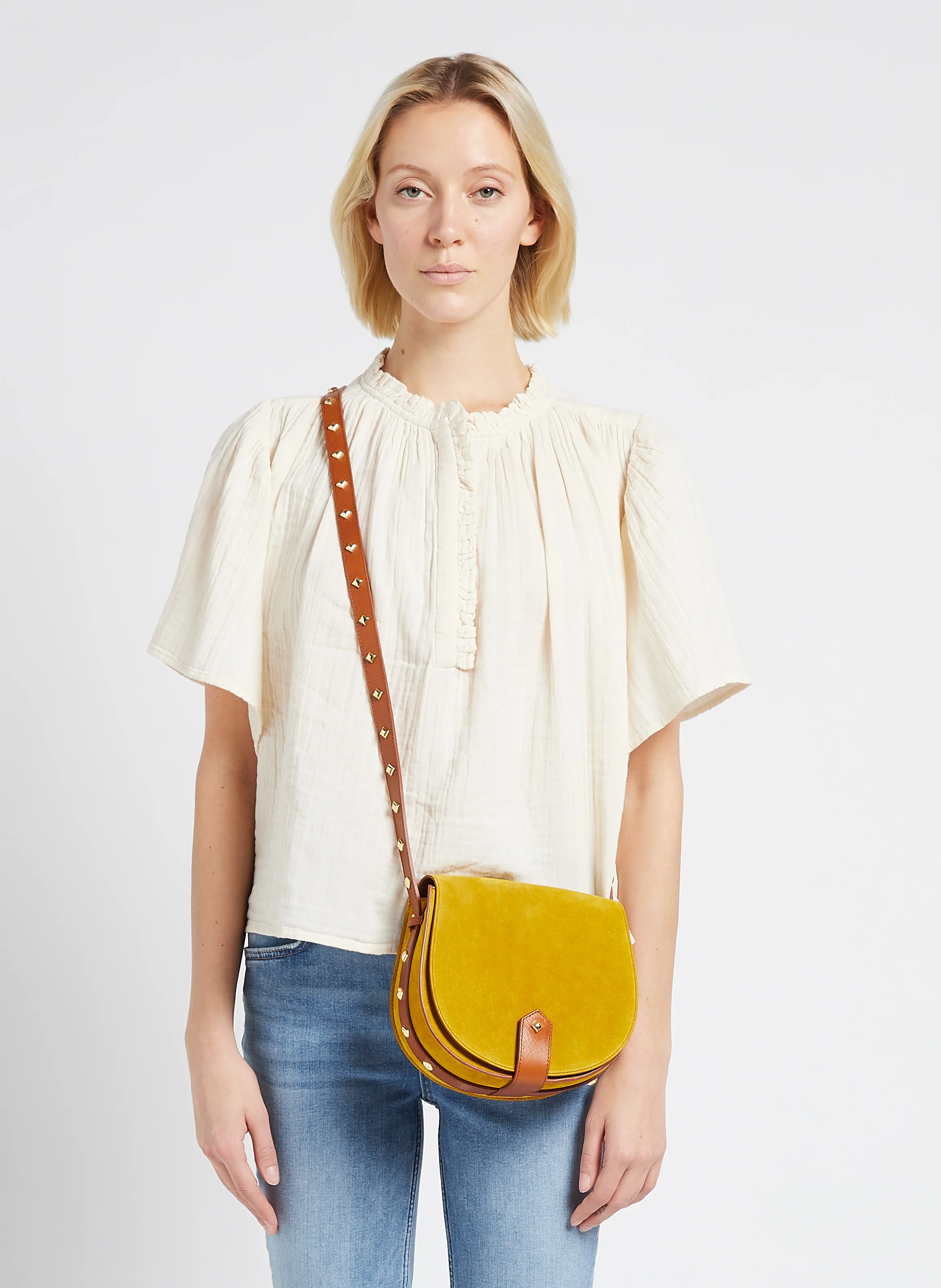 LE MAMOUR - Sac bandoulière en cuir bi-matière| Multicolore