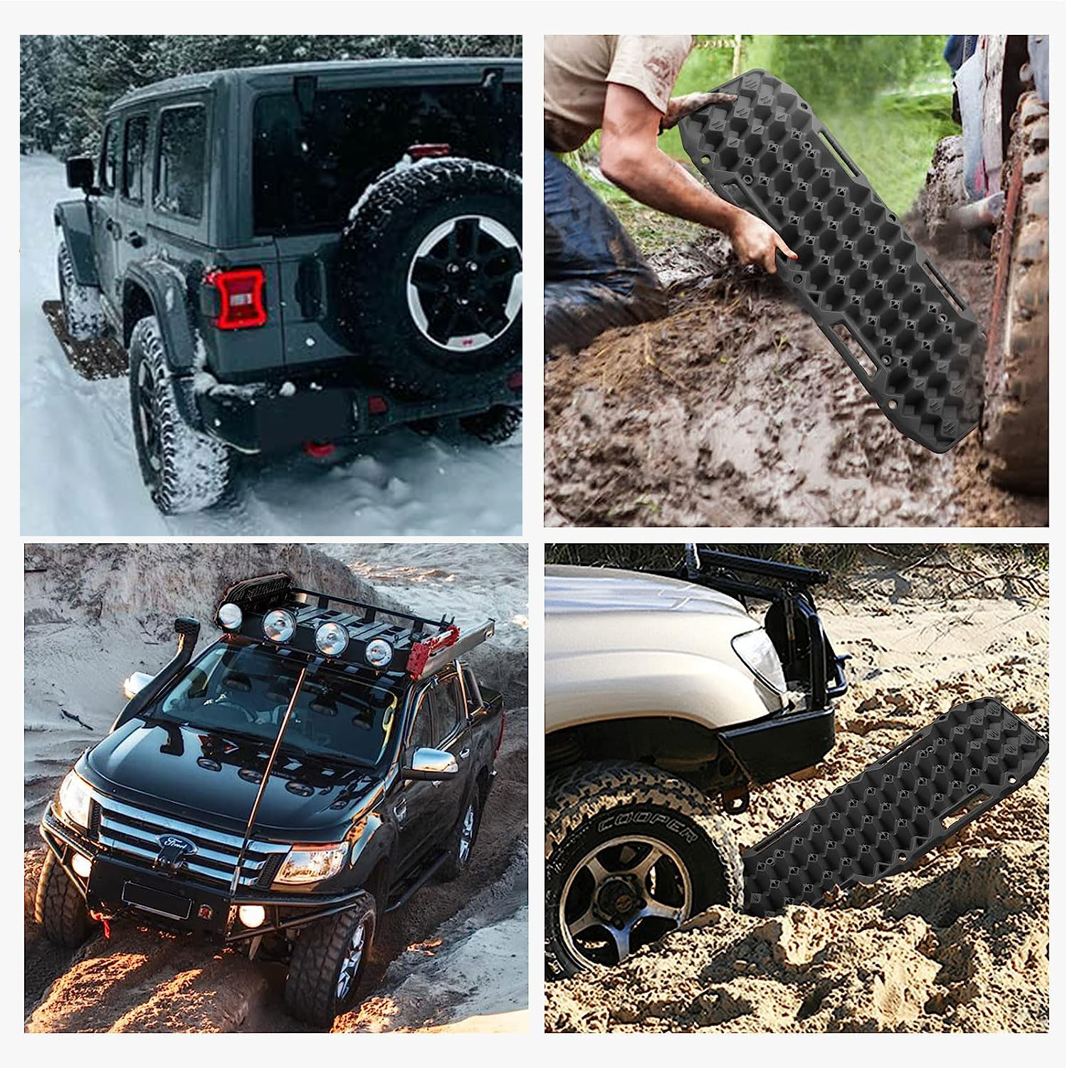 (2er Set) 105x30x6cm Anti-Rutsch Auto Anfahrhilfe Wohnmobil Notfall Traktionsmatte (Schnee / Eis / Schlamm)